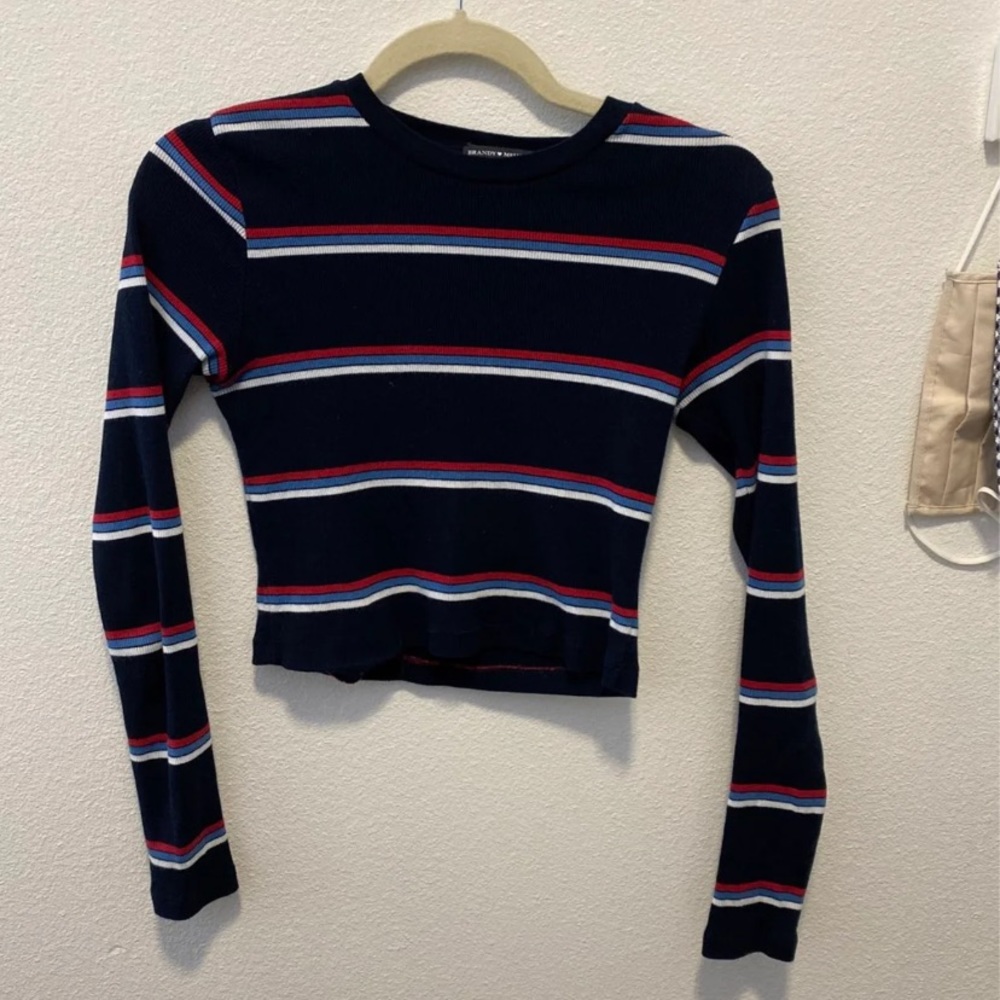 Brandy Melville Blue Striped Crop Top